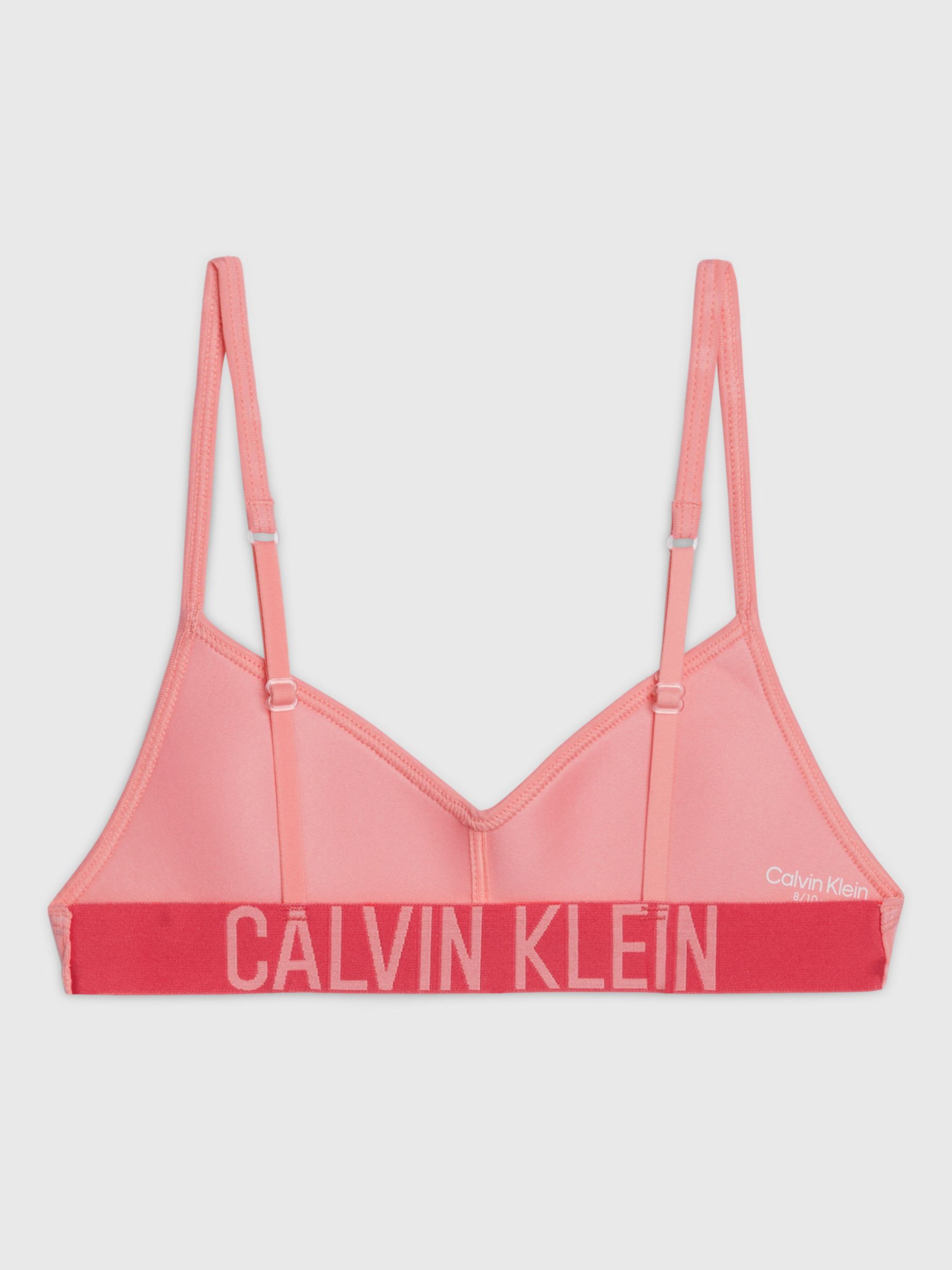 Calvin Klein Kids' Slogan Bra, Pink Coral, 10-12Y