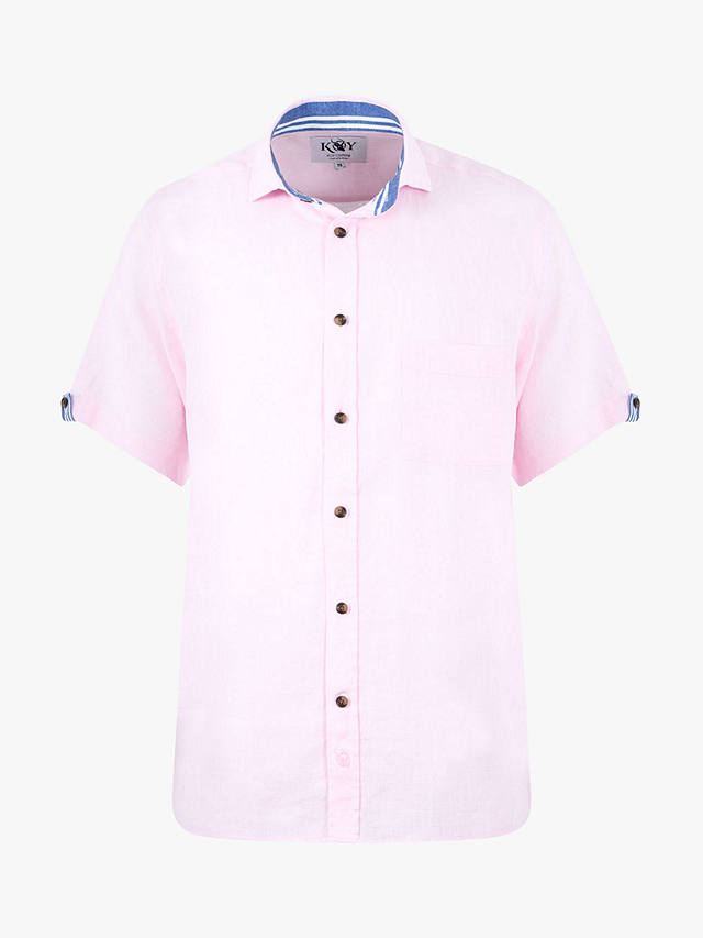 KOY Short Sleeve Linen Shirt, Light Pink