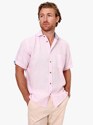 KOY Short Sleeve Linen Shirt, Light Pink