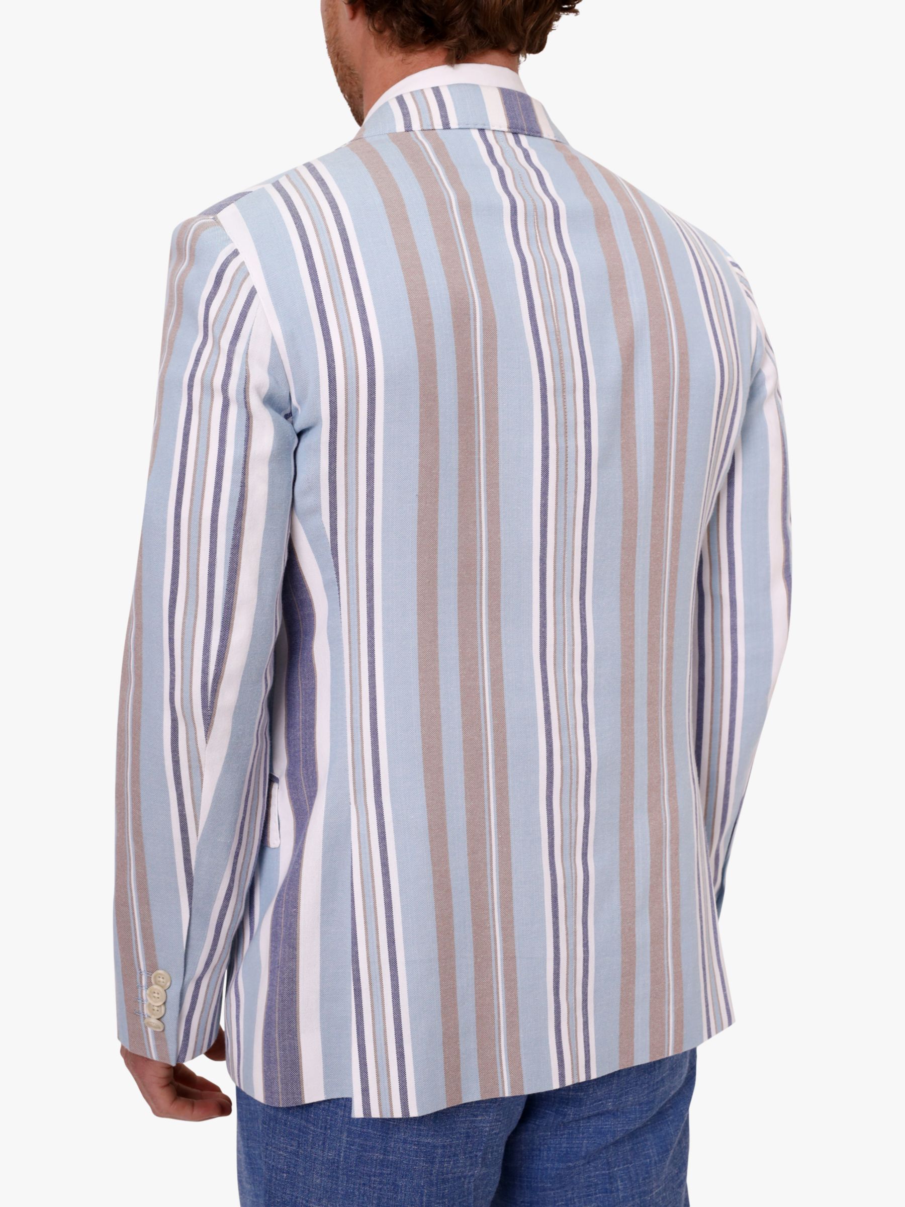 Buy KOY Stripe Cotton Blazer, Blue/Beige Online at johnlewis.com