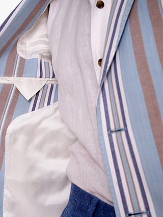 KOY Stripe Cotton Blazer, Blue/Beige