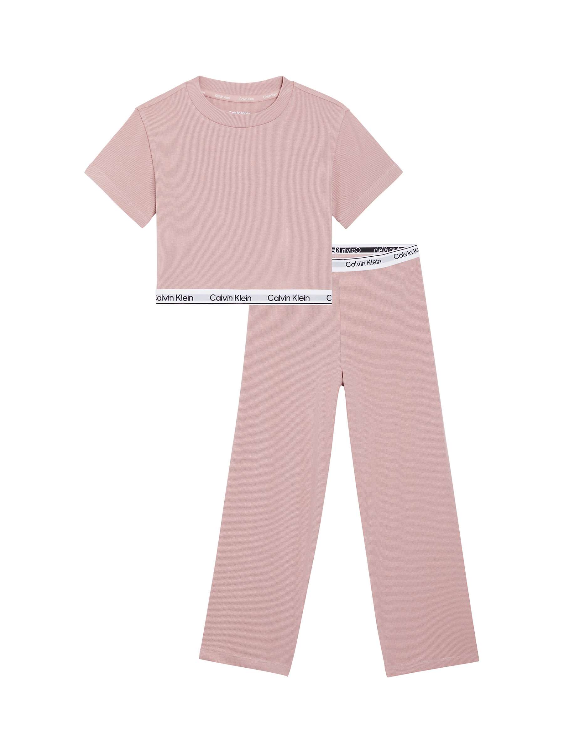 Buy Calvin Klein CK Slogan Band Pyjama Set, Velvet Pink Online at johnlewis.com