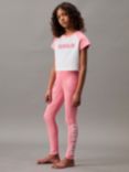 Calvin Klein Kids' Logo Lounge Pyjamas Set, Pink Grapefruit/White
