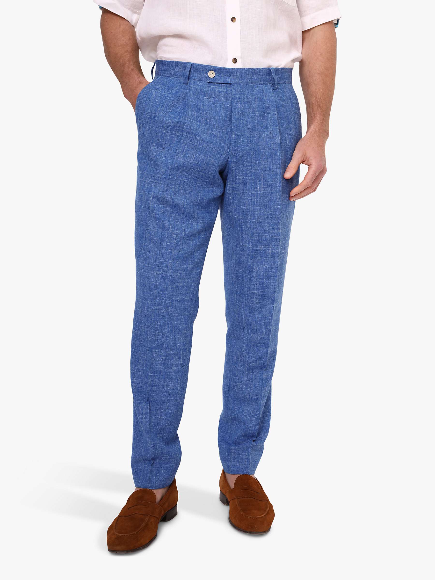 Buy KOY Linen Blend Suit Trousers, Mid Blue Online at johnlewis.com