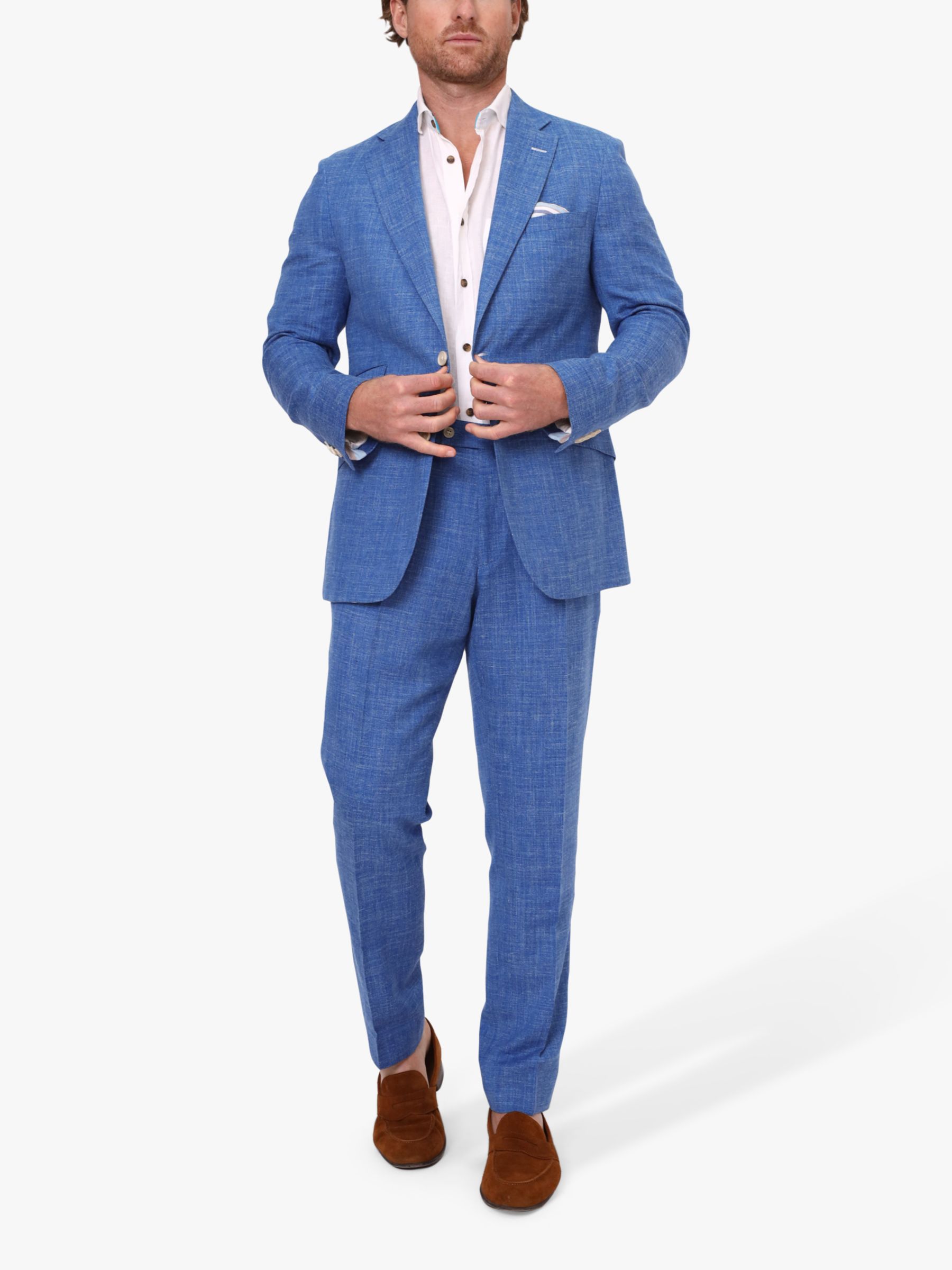 Buy KOY Linen Blend Suit Trousers, Mid Blue Online at johnlewis.com