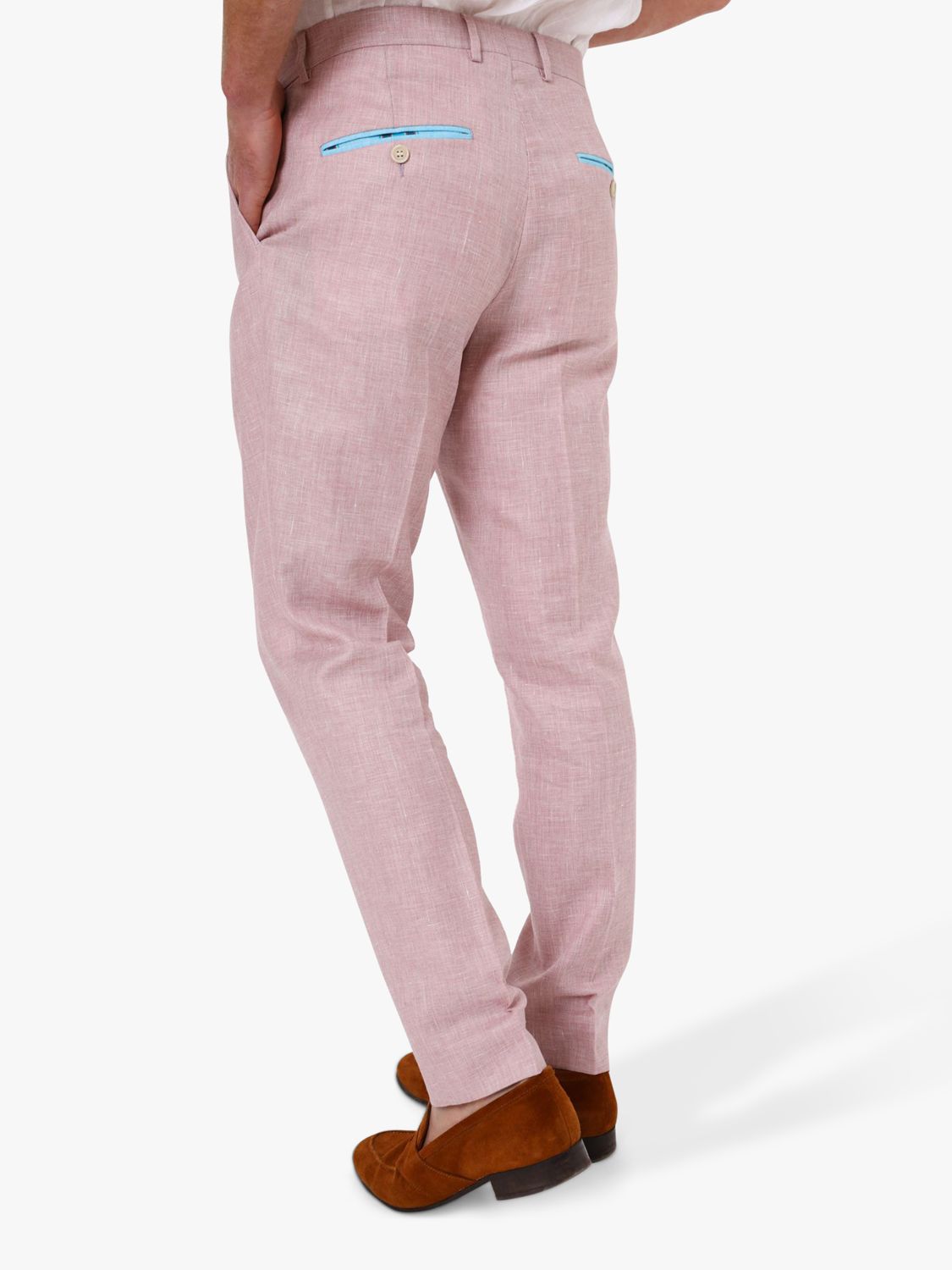 KOY Linen Blend Suit Trousers, Light Pink, 38R