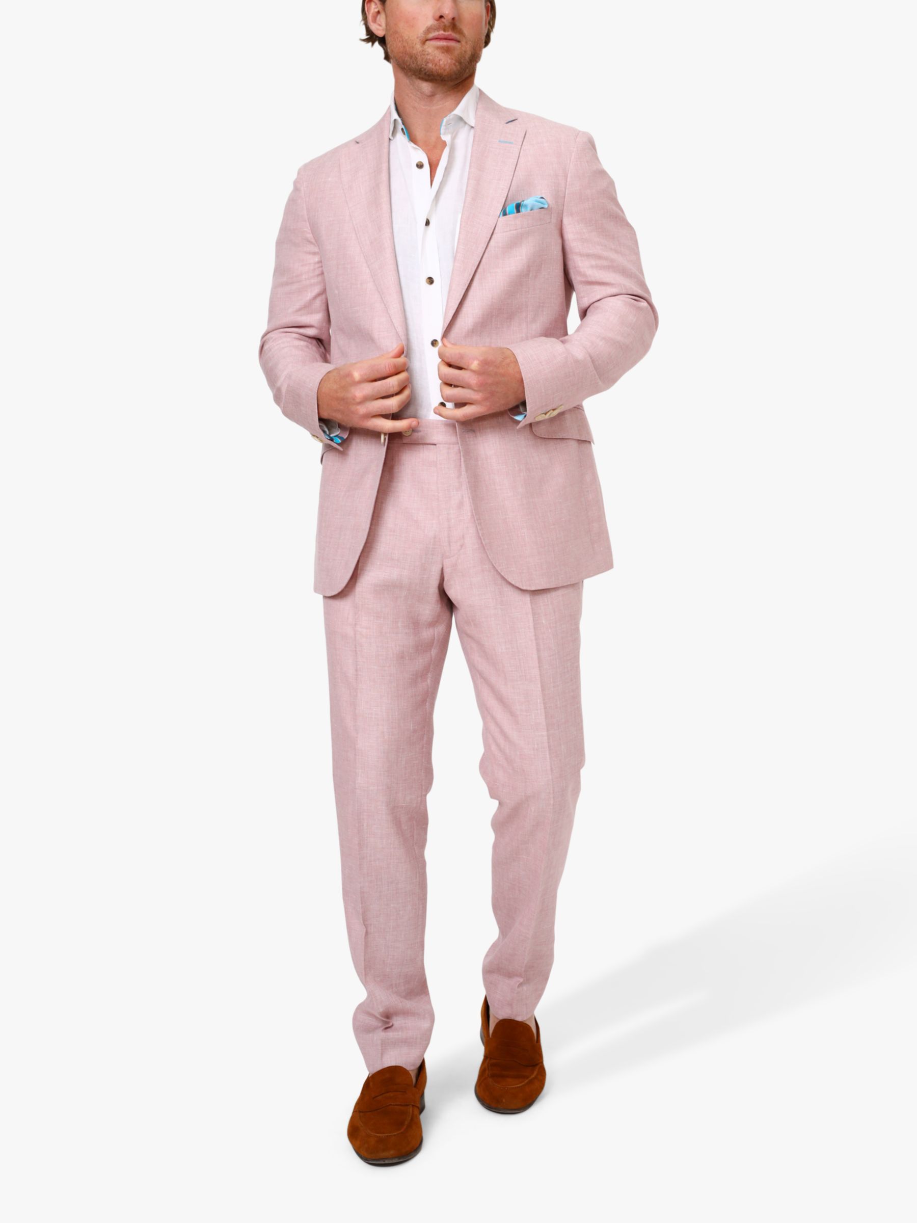 KOY Linen Blend Suit Trousers, Light Pink, 38R