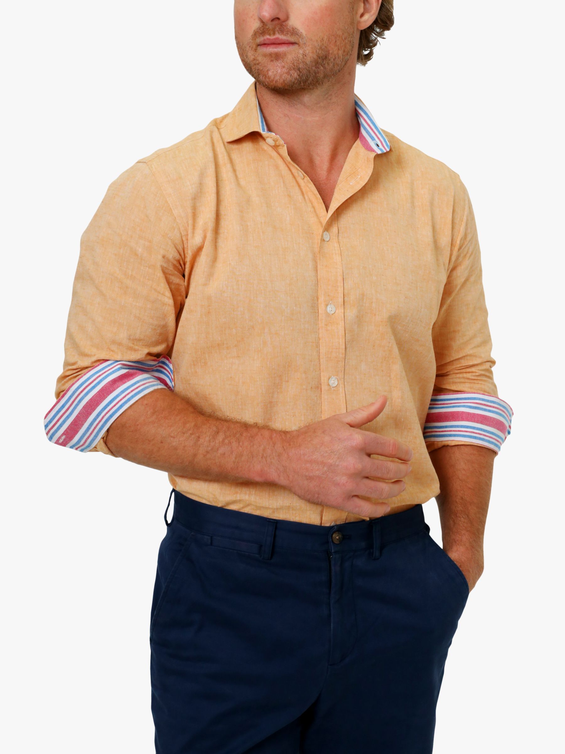 KOY Linen Blend Shirt, Tangerine, S
