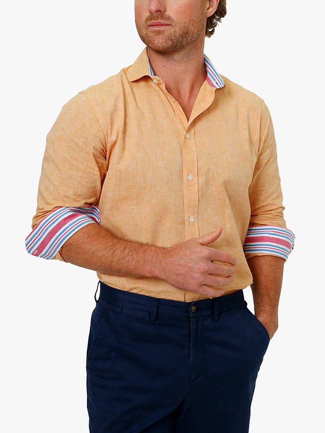 KOY Linen Blend Shirt, Tangerine