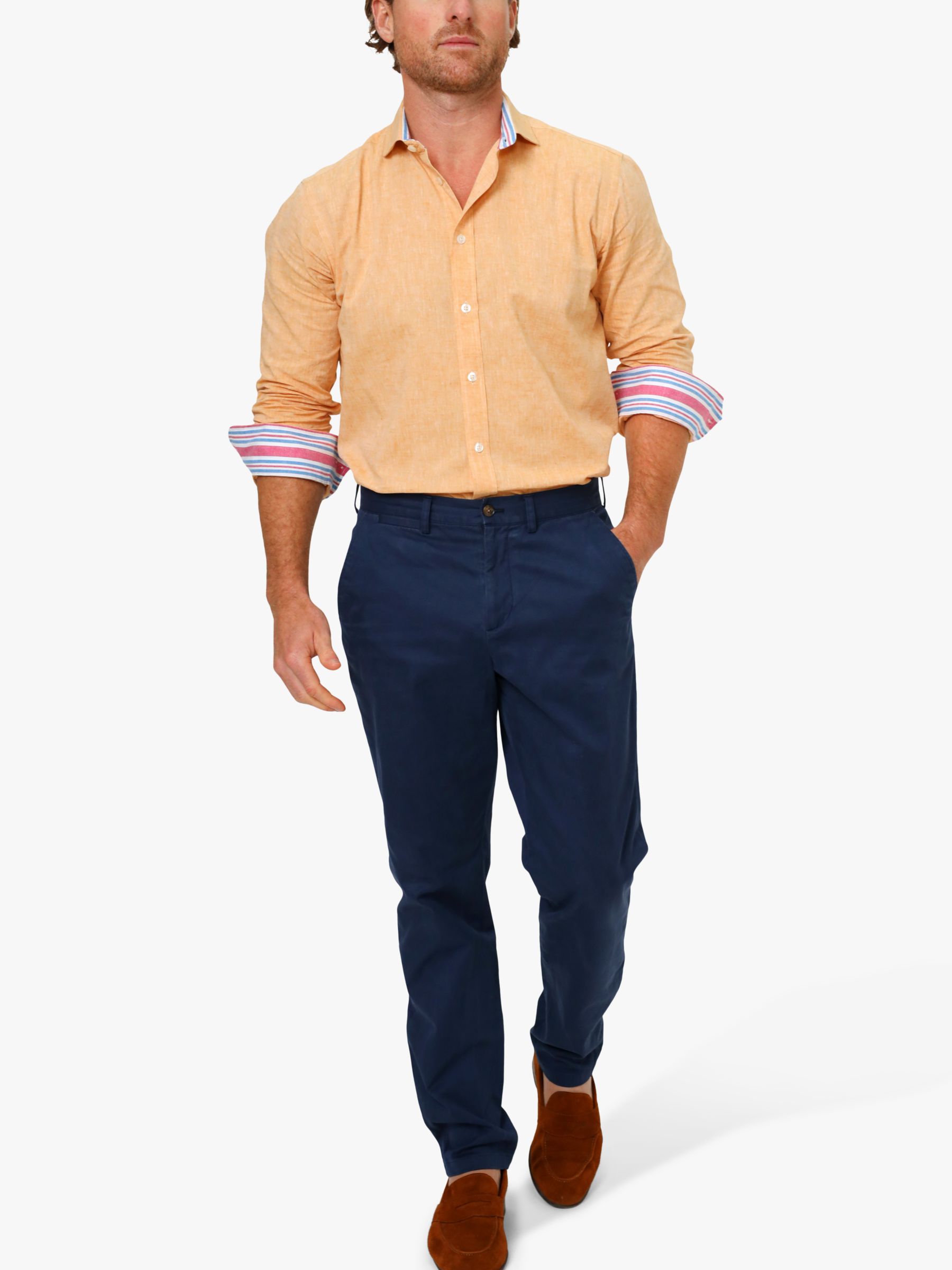 KOY Linen Blend Shirt, Tangerine, S