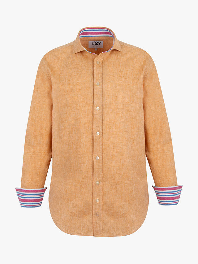 KOY Linen Blend Shirt, Tangerine