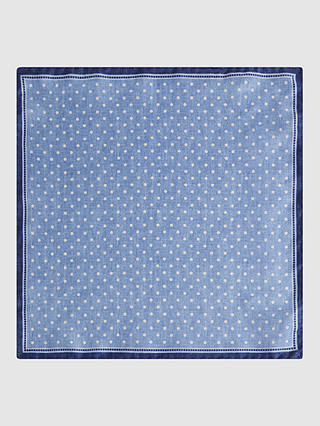 Reiss Vecchia Polka Dot Print Silk Handkerchief, Sky Blue