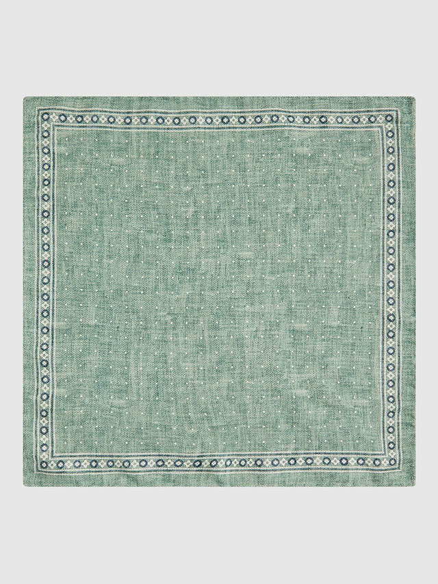 Reiss Cataldo Reversible Silk Handkerchief, Pistachio Melange