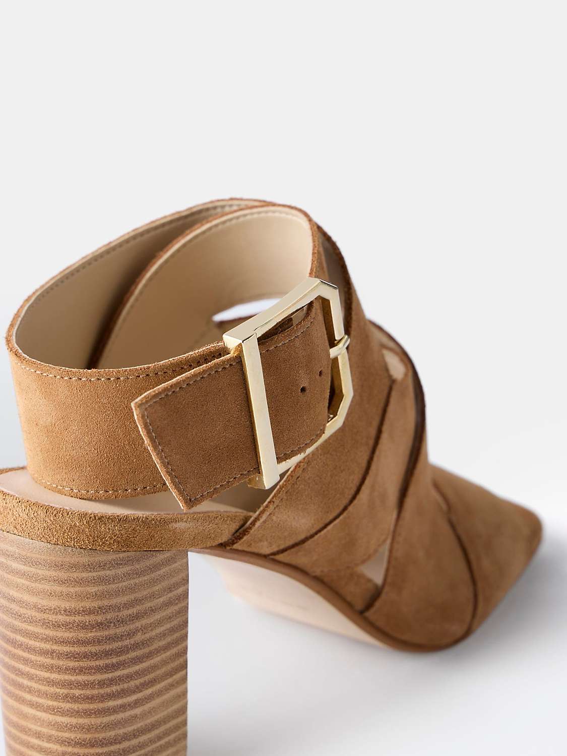 Buy Mint Velvet Buckle Strap Suede Block Heel Sandals, Brown Online at johnlewis.com
