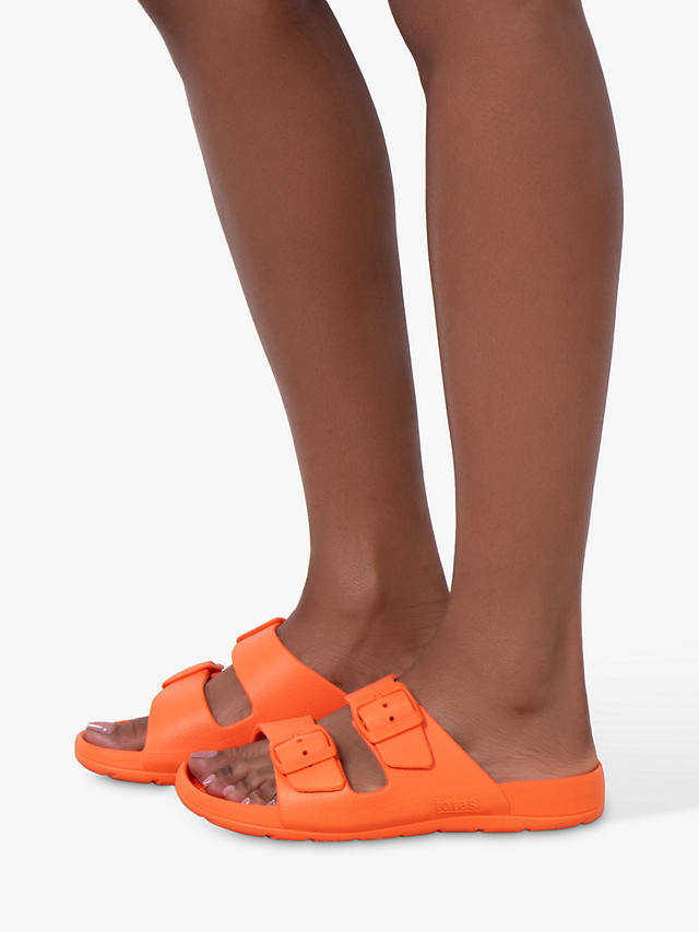 totes SOLBOUNCE Adjustable Buckle Slide Sandals, Tiger Lily Orange
