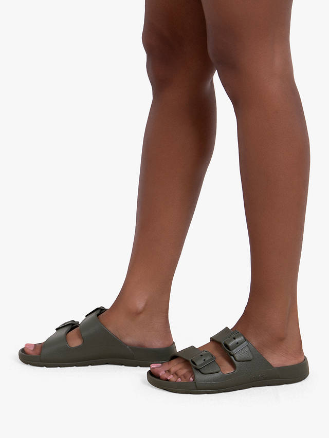 totes SOLBOUNCE Adjustable Buckle Slide Sandals, Khaki