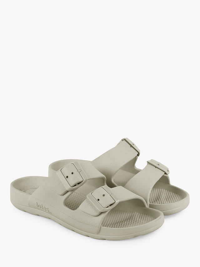 totes SOLBOUNCE Adjustable Buckle Slide Sandals, Stone