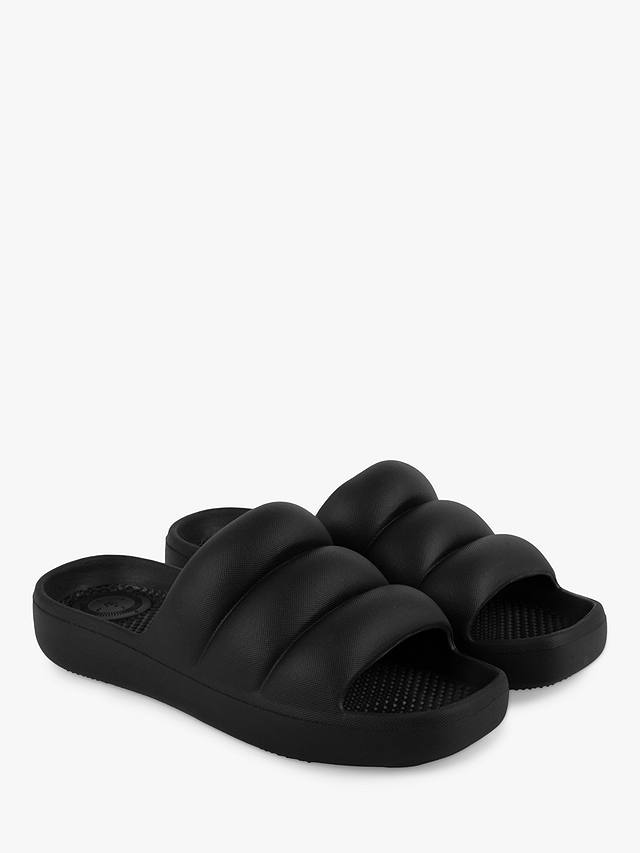 totes Puffy Slider Sandals, Black