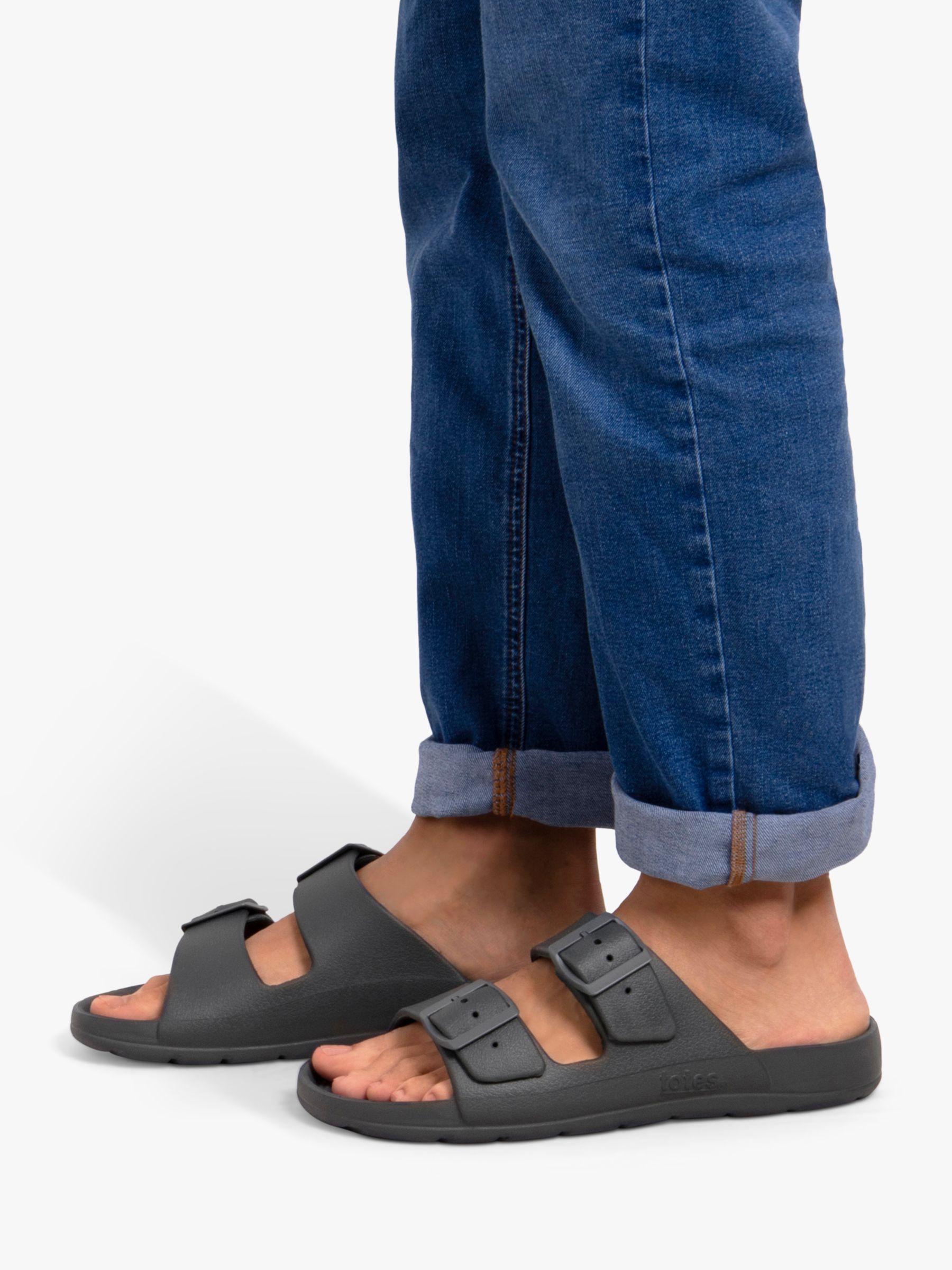 totes SOLBOUNCE Adjustable Slider Sandals, Mineral Grey, 11