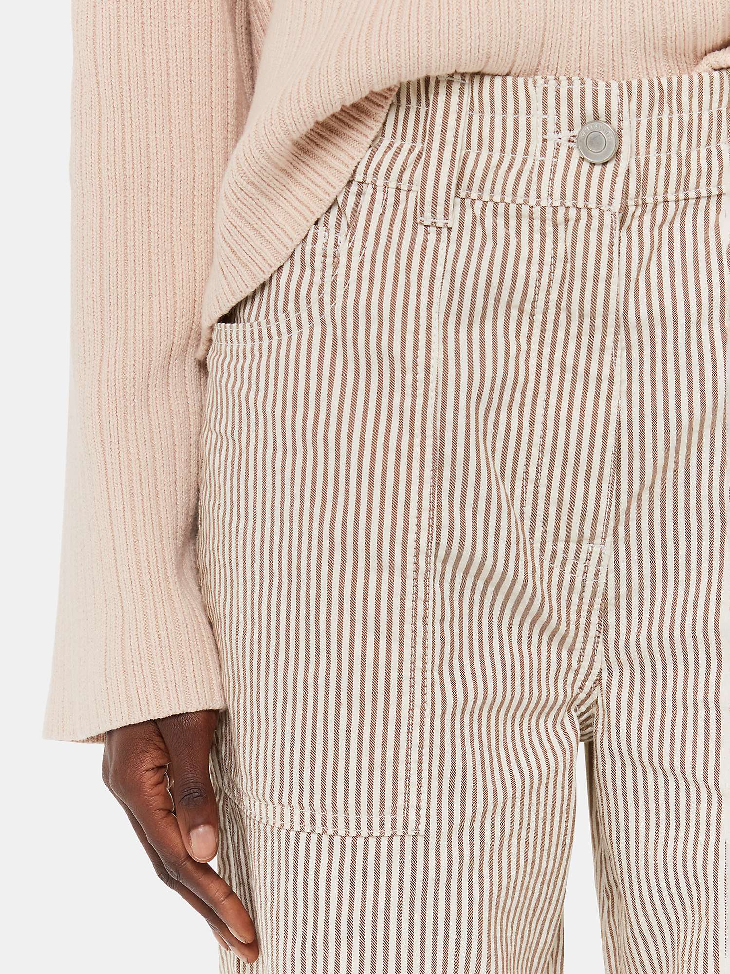 Buy Whistles Tessa Cotton Linen Blend Stripe Trousers, Brown/Cream Online at johnlewis.com