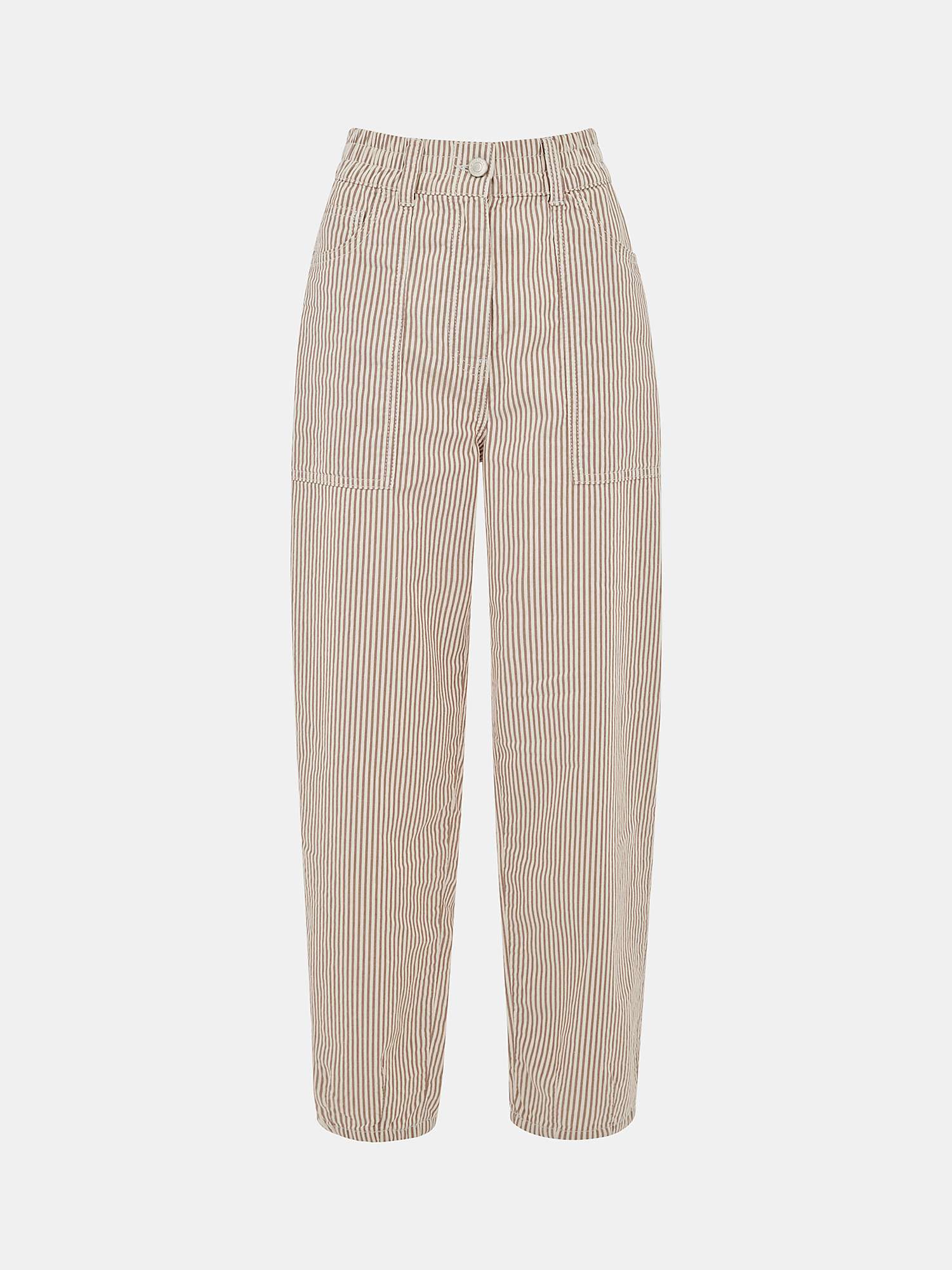 Buy Whistles Tessa Cotton Linen Blend Stripe Trousers, Brown/Cream Online at johnlewis.com
