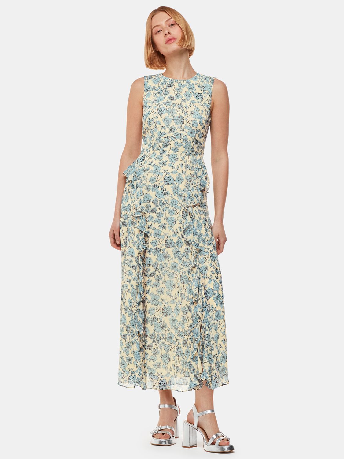 Whistles Shaded Floral Nellie Maxi Dress, Blue/Multi, 8