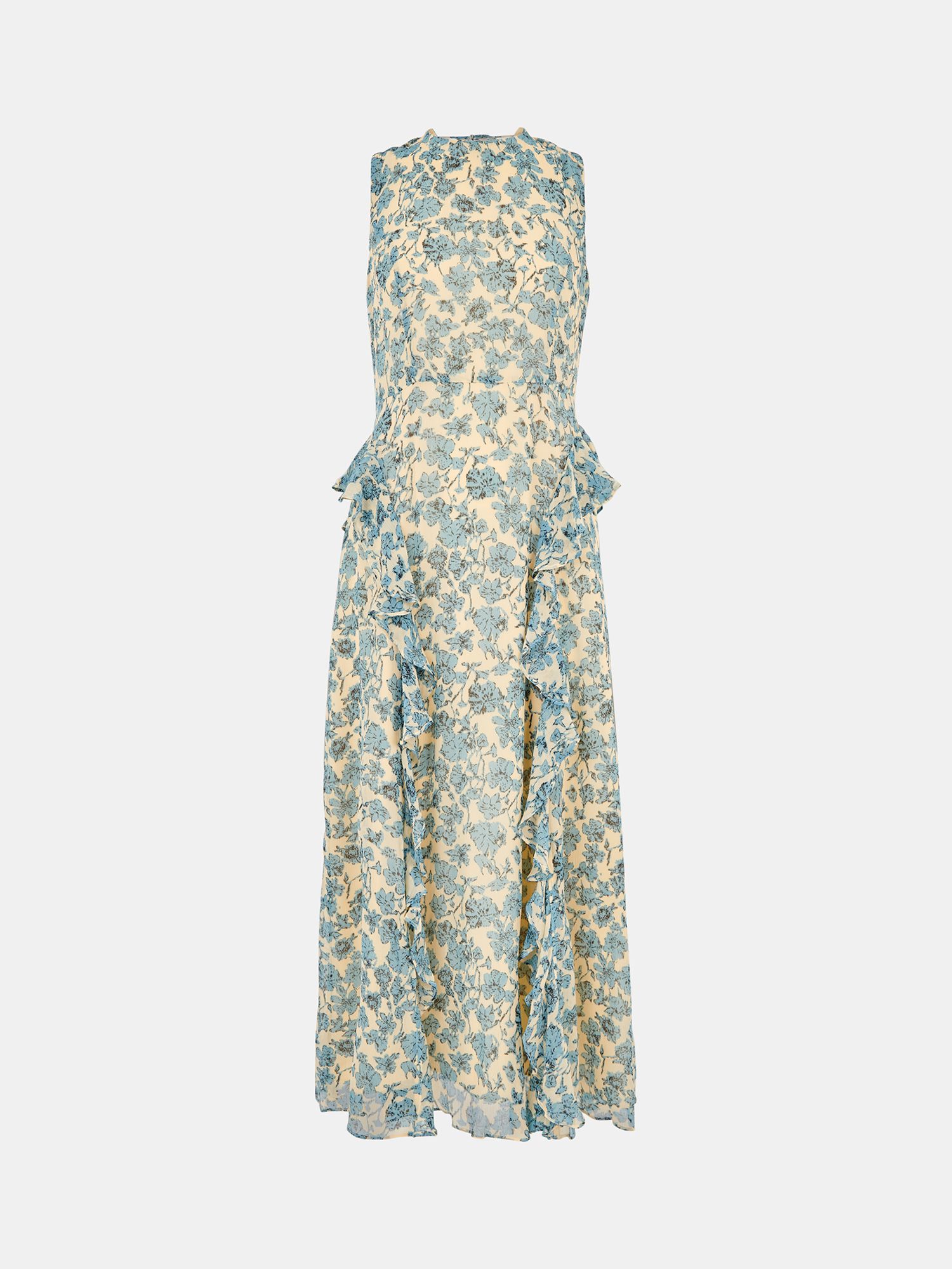 Whistles Shaded Floral Nellie Maxi Dress, Blue/Multi, 8