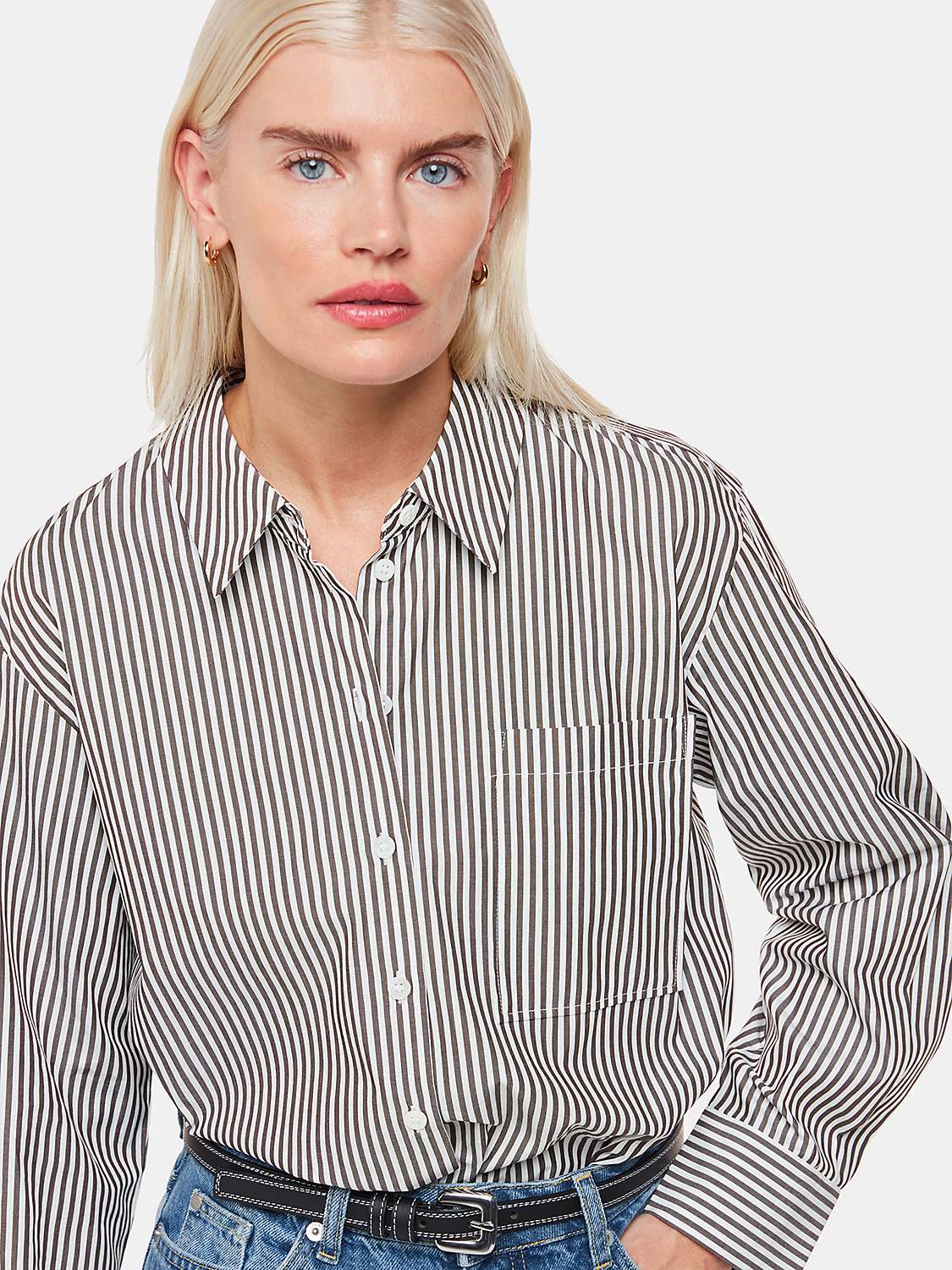 Buy Whistles Petite Striped Relaxed Fit Shirt, Black/White Online at johnlewis.com