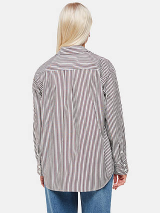 Whistles Petite Striped Relaxed Fit Shirt, Black/White