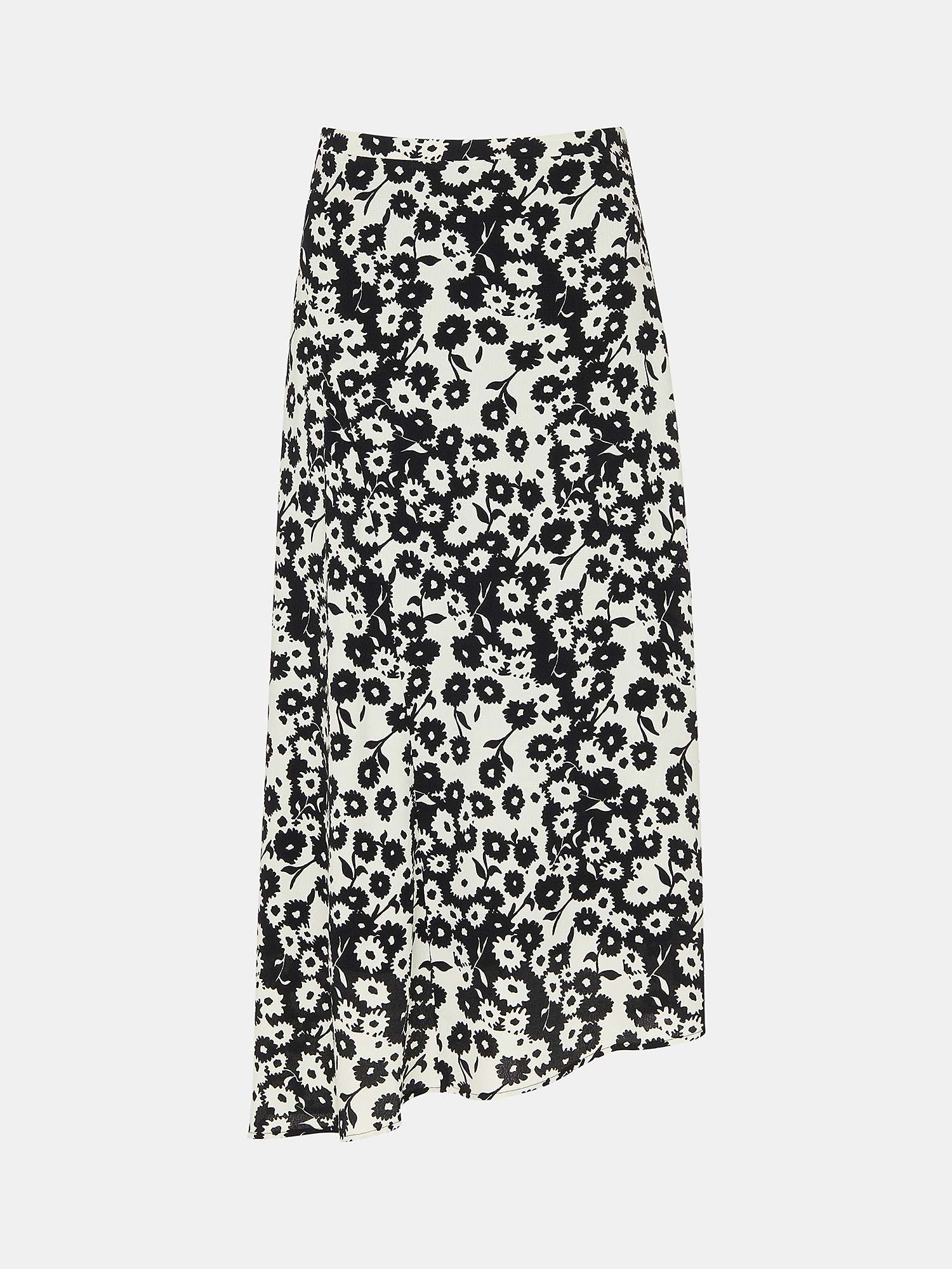 Buy Whistles Riley Floral Print Midi Skirt, Black/White Online at johnlewis.com