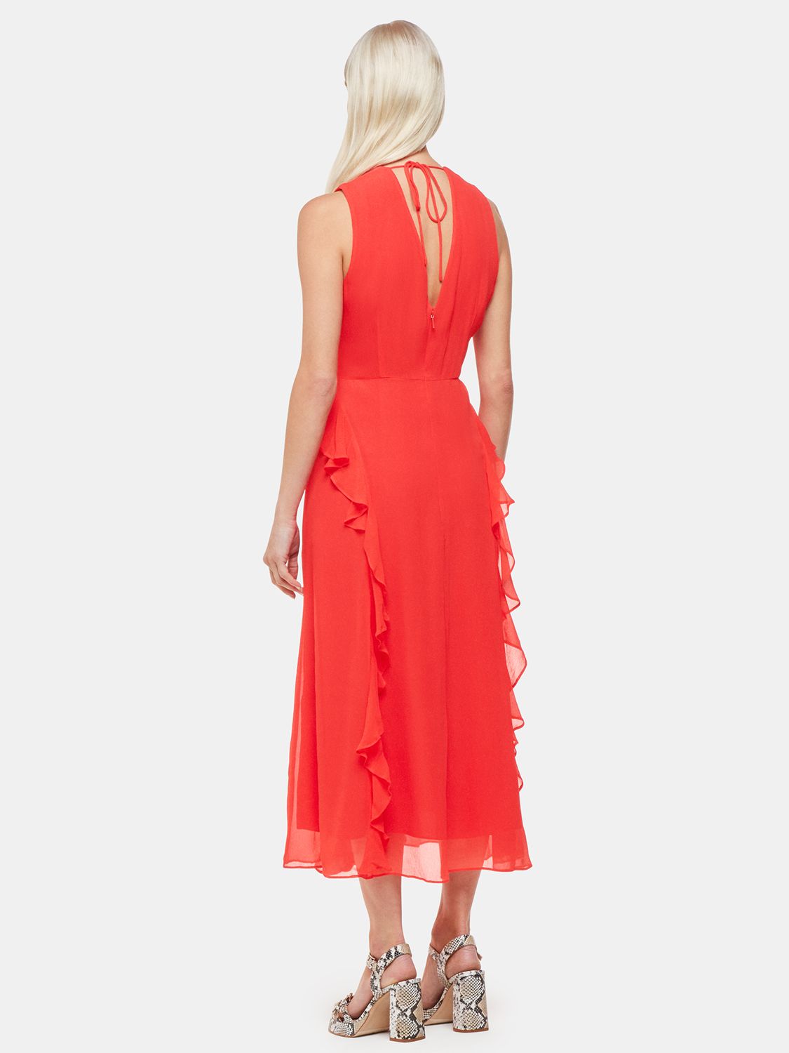 Buy Whistles Petite Nellie Frill Detail Midi Dress, Red Online at johnlewis.com