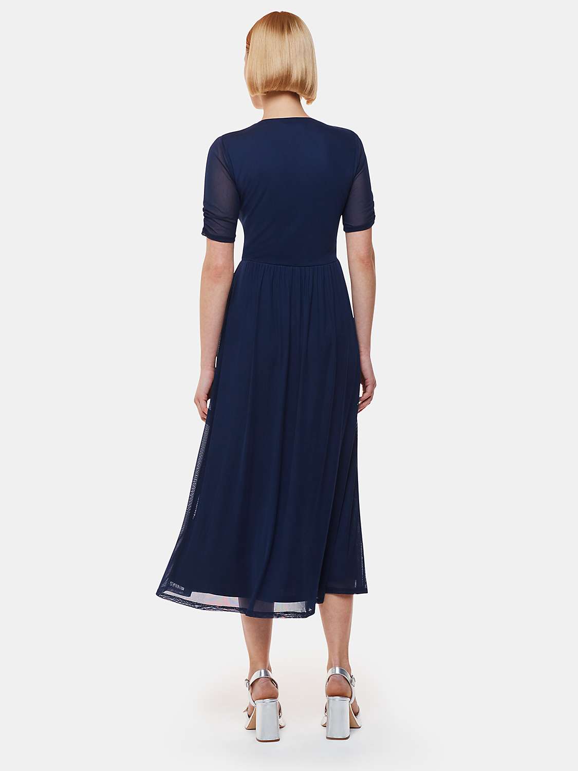 Buy Whistles Anneliese Button Front Mesh Midi Dress, Navy Online at johnlewis.com