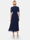 Whistles Anneliese Button Front Mesh Midi Dress, Navy