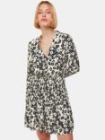 Whistles Riley Floral Shirred Mini Dress, Black/Multi