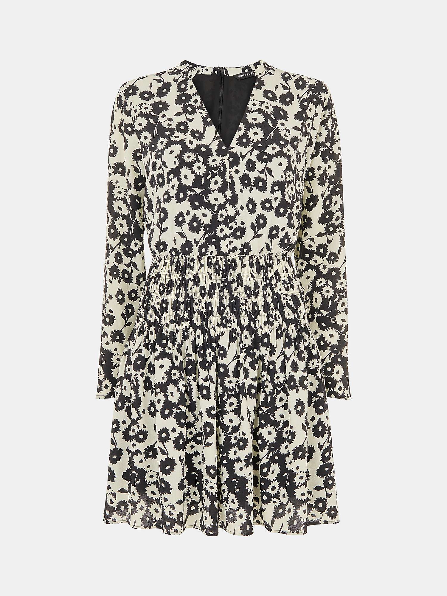 Buy Whistles Riley Floral Shirred Mini Dress, Black/Multi Online at johnlewis.com