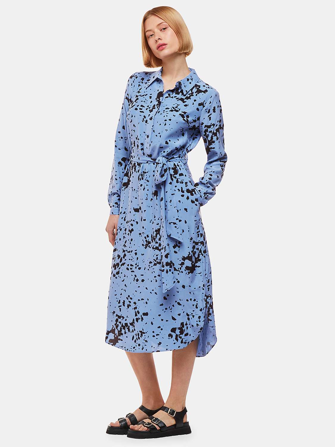 Buy Whistles Imie Smudged Spot Print Dress, Blue/Multi Online at johnlewis.com
