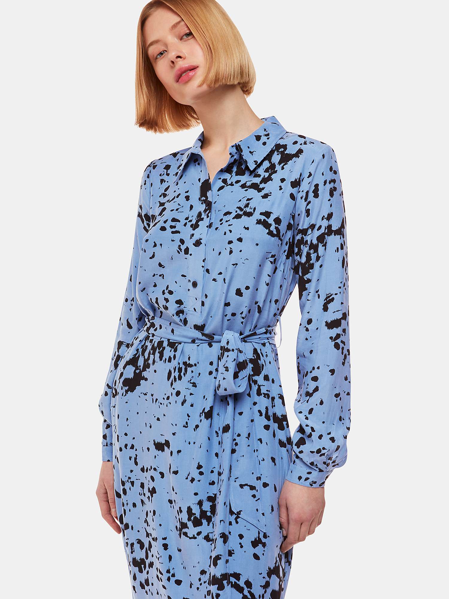 Buy Whistles Imie Smudged Spot Print Dress, Blue/Multi Online at johnlewis.com