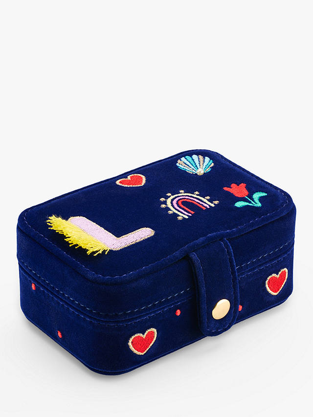 Stych Kids' Initial Fringe Embroidered Jewellery Box, Blue, L