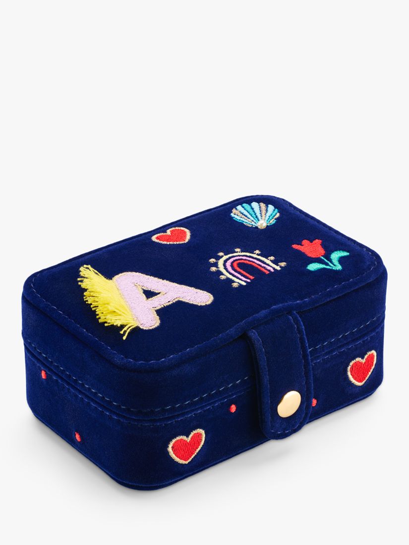 Buy Stych Kids' Initial Fringe Embroidered Jewellery Box, Blue Online at johnlewis.com
