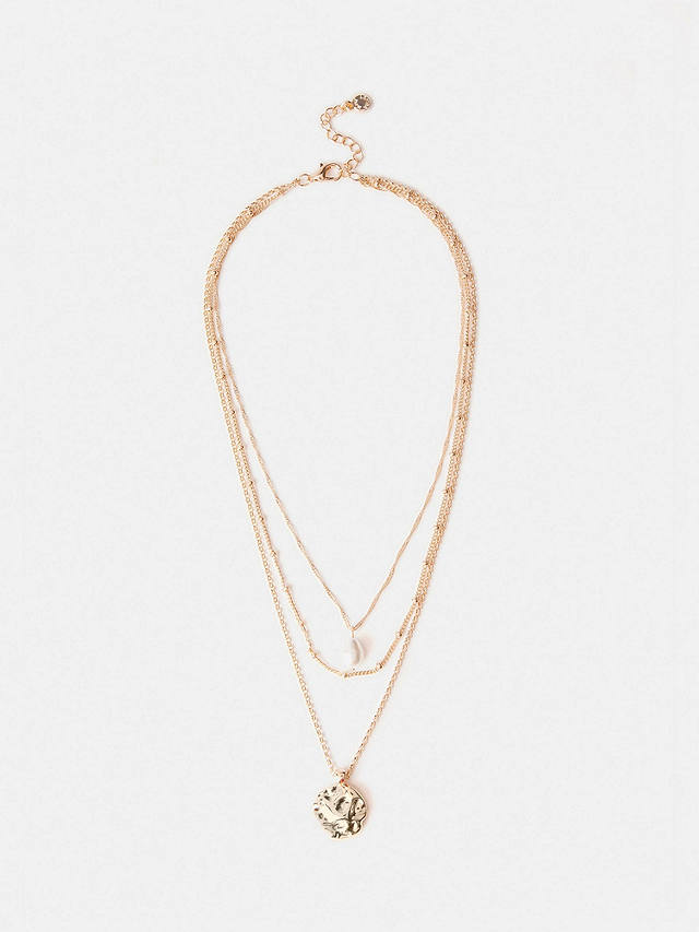 Mint Velvet Triple Layered Necklace, Gold