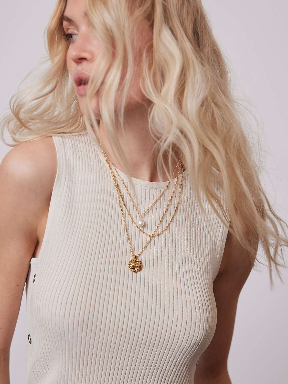 Buy Mint Velvet Triple Layered Necklace, Gold Online at johnlewis.com
