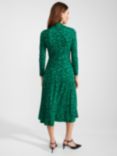 Hobbs Yasmin Midi Floral Jersey Dress, Green/Navy, Green/Navy