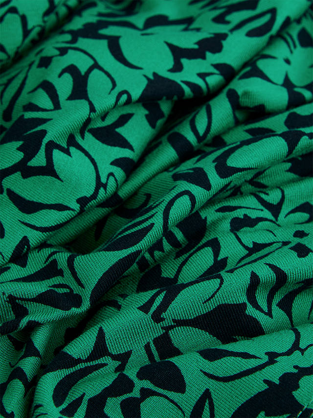 Hobbs Yasmin Midi Floral Jersey Dress, Green/Navy