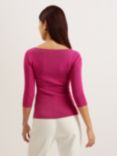 Ted Baker Vallryy Square Neck Fitted Knit Top, Pink Hot