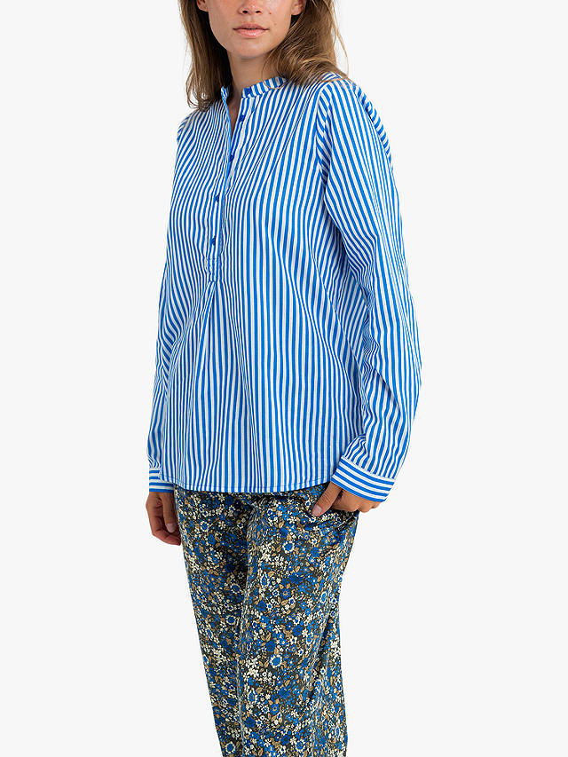 Lollys Laundry Lux Organic Cotton Striped Shirt, Blue/White