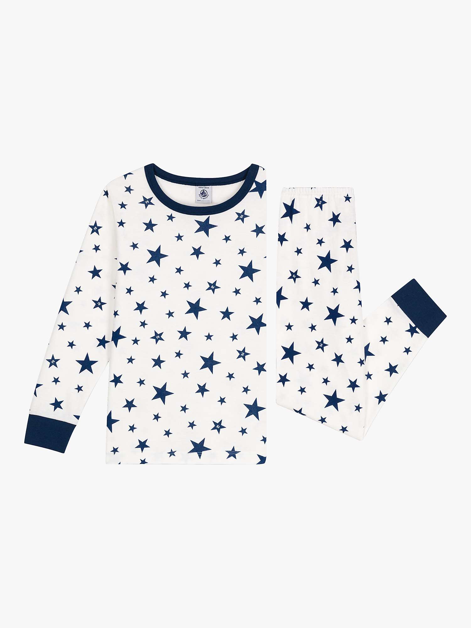 Buy Petit Bateau Kids' Star Print Pyjamas, Marshmallow/Blue Online at johnlewis.com