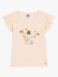 Petit Bateau Kids' Floral Print Slub Frill Sleeve T-Shirt, Avalanche