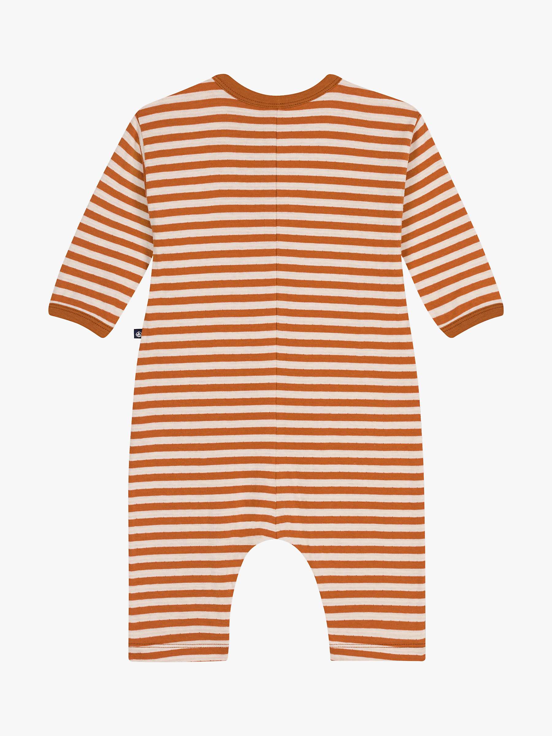 Buy Petit Bateau Baby Stripe Long Tube Knit Bodysuit, Ecureuil/Avalanche Online at johnlewis.com