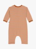 Petit Bateau Baby Stripe Long Tube Knit Bodysuit, Ecureuil/Avalanche
