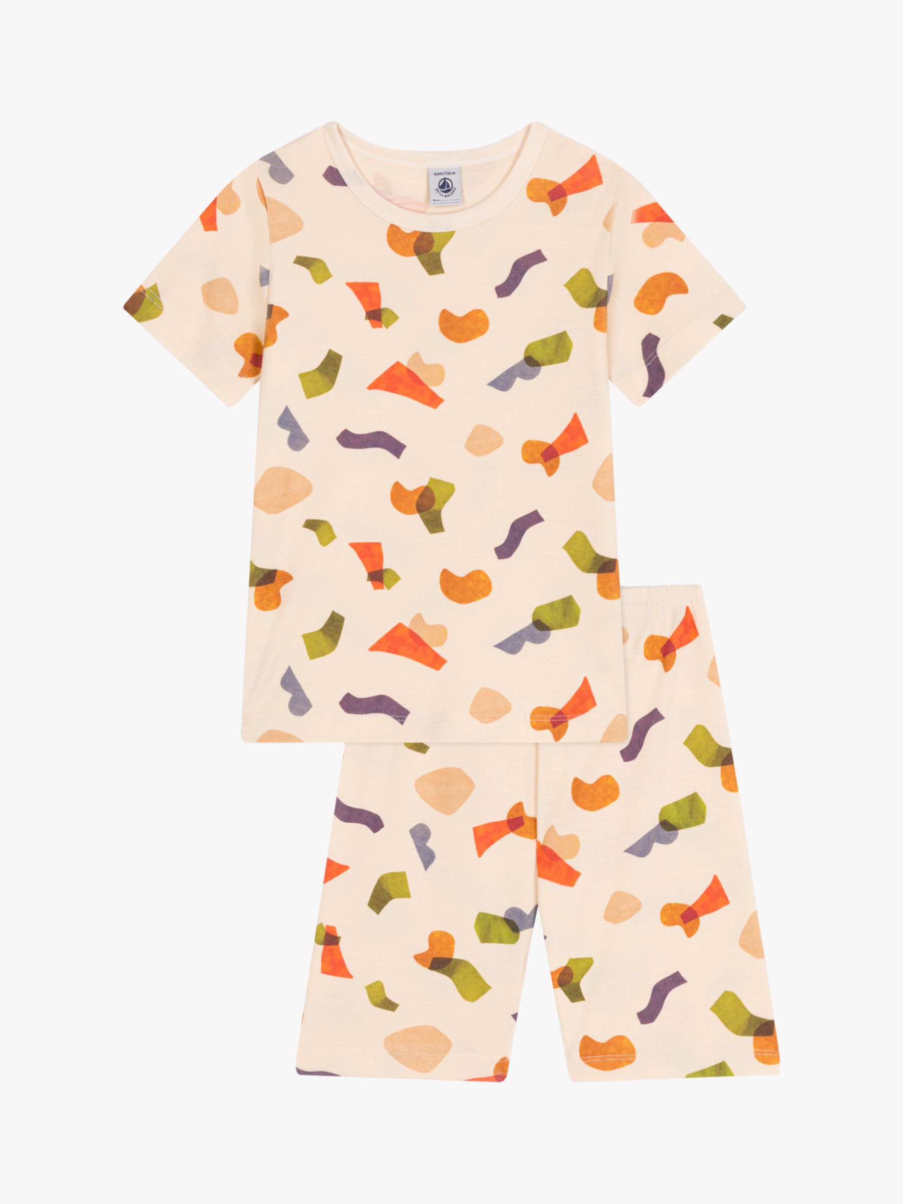 Petit Bateau Kids' Abstract Print Shorts Pyjamas, Avalanche/Multi, 8Y